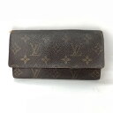 〇〇【中古】LOUIS VUITTON ルイヴィトン モノグラム ポルトエン3カルトクレディ 長財布 M61818 ブラウン Dランク