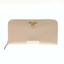 〇〇【中古】PRADA プラダ サフィアーノレザー 財布 ラウンドファスナー 長財布 1ML506 ベージュ Bランク