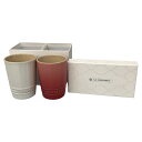 △△【中古】LE CREUSET ルクルーゼ ペア ショート タンブラー 2個組(チェリーレッド&ホワイトラス) Bランク