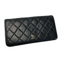 ☆☆【中古】CHANEL シャネル マトラッセ タイムレスクラシック SV金具 A31509 ブラック 2つ折り長財布 Cランク