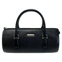 ☆☆【中古】BURBERRY バーバリー レザー ブラック ミニボストンバッグ ドラム型 シルバー金具 Cランク