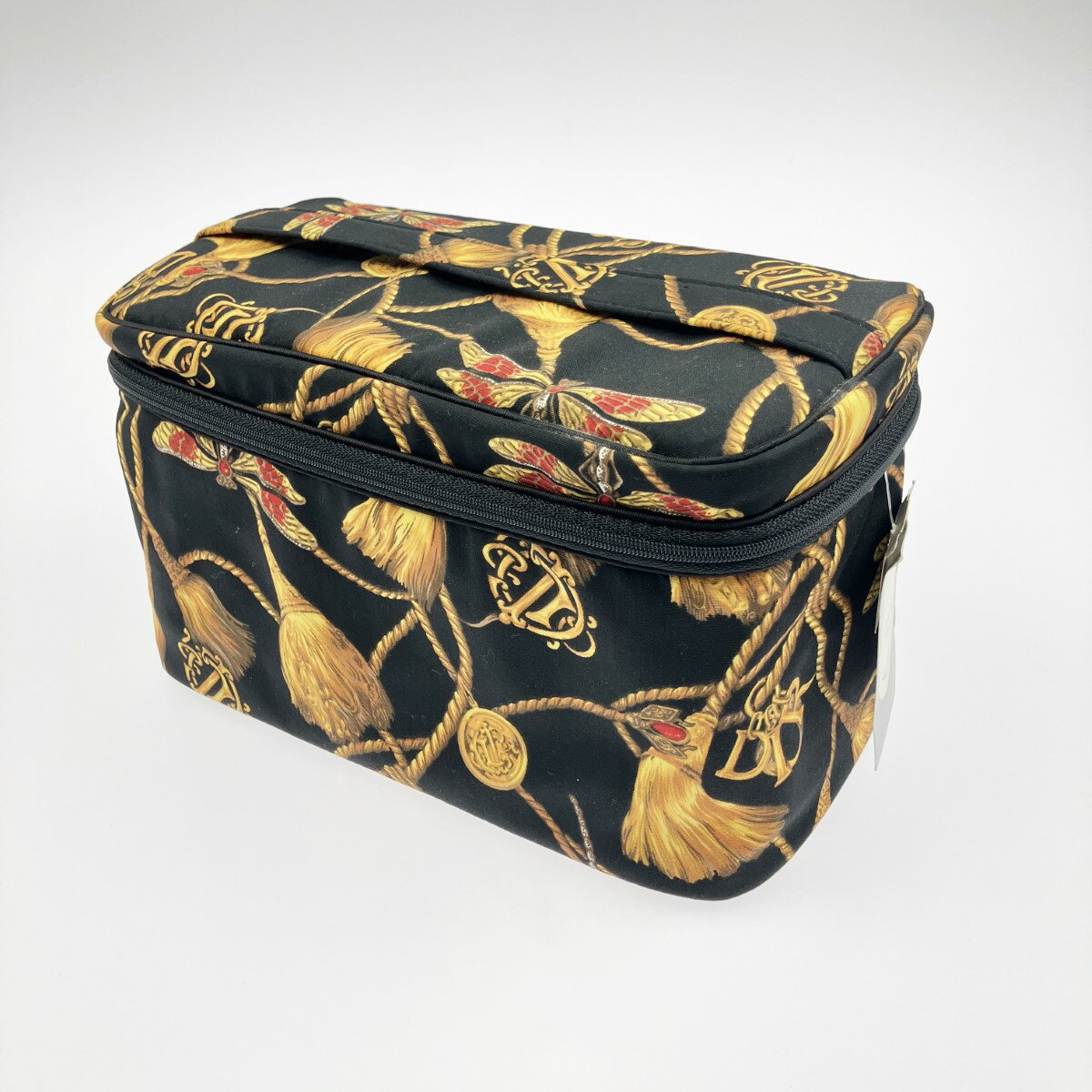 ▽▽【中古】Christian Dior クリスチャンディオール トンボ×タッセル柄 コスメポーチ バニティバッグ Aランク