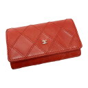 ☆☆【中古】CHANEL シャネル マトラッセ レザー ココマーク レッド キーケース 6連 レディース シルバー金具 Cランク