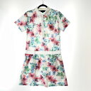 〇〇【中古】KISS ON THE GREEN ゴルフウエア レディース 半袖 ワンピース 花柄 サイズ3 60177-3-0 ホワイト Bランク