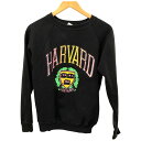 □□【中古】80s 後期 Hanes スウェット トレーナー Mサイズ 古着 HARVARD ブラック Cランク