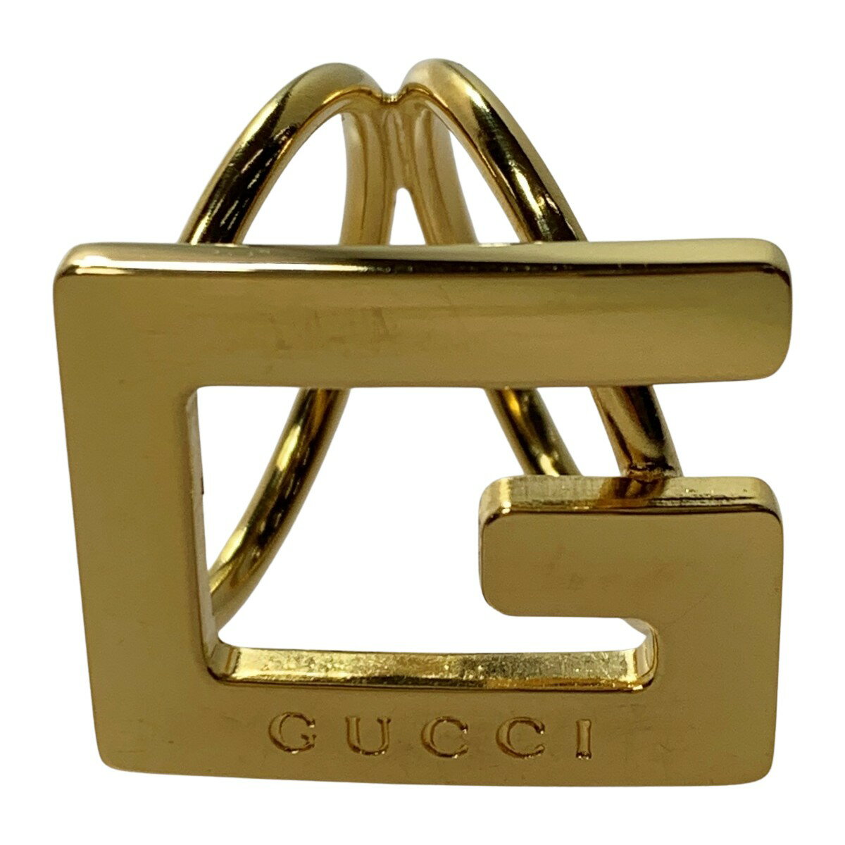 ☆☆【中古】GUCCI グッチ メッキ Gロゴ Gモチーフ ゴールド スカーフリング Cランク