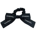 ☆☆【中古】CHANEL シャネル リボン ロゴ ブラック シュシュ ヘアアクセサリー レディース Bランク