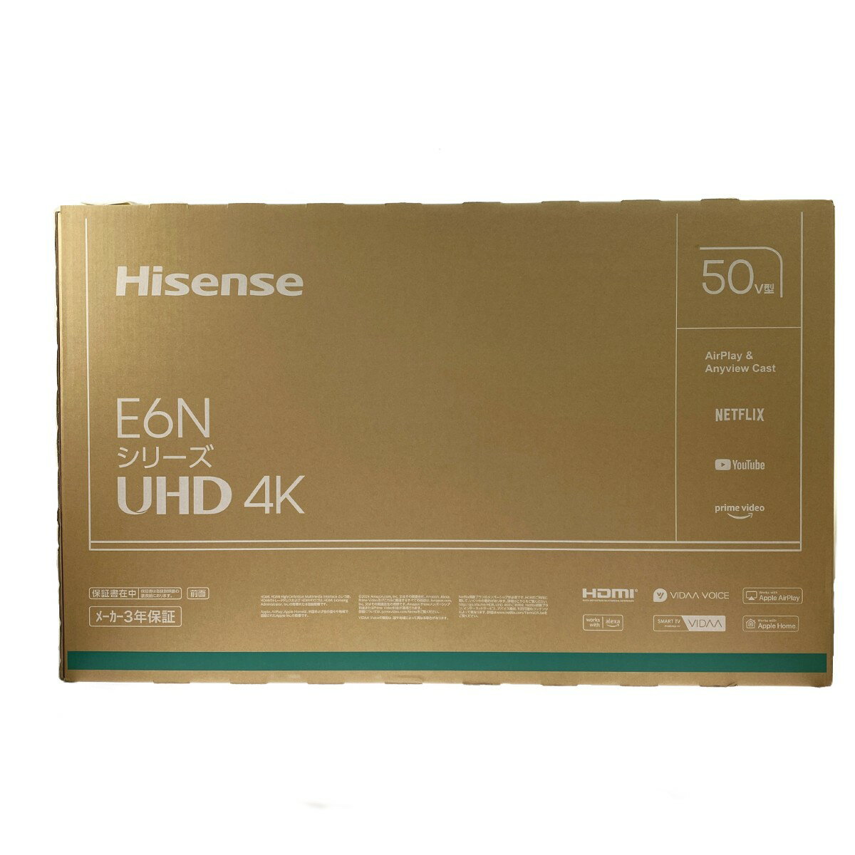 ##【中古】Hisense ハイセンス 液晶テレビ 50インチ 50E6N UHD 4k 未開封品 Sランク