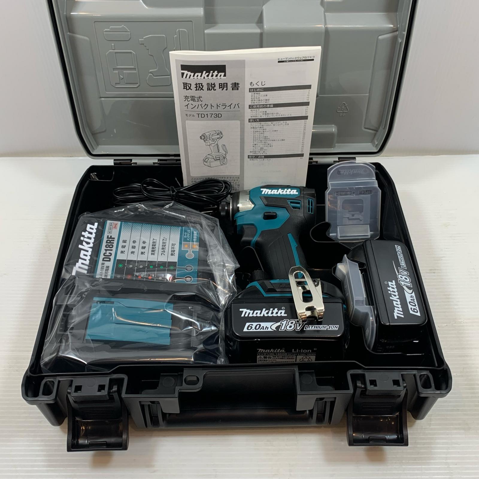 κκ【中古】MAKITA マキタ 締め付け工具 インパクトドライバ コードレス式 18v 6.0Ah 698645 TD173DRGX ブルー Sランク