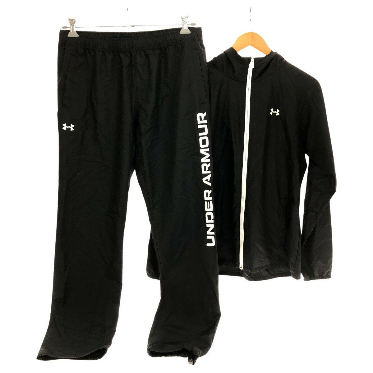 □□【中古】UNDER ARMOUR アンダーアーマー セットアップ ウィンドブレーカー上下 SIZE XL 1357904 ブラック Bランク