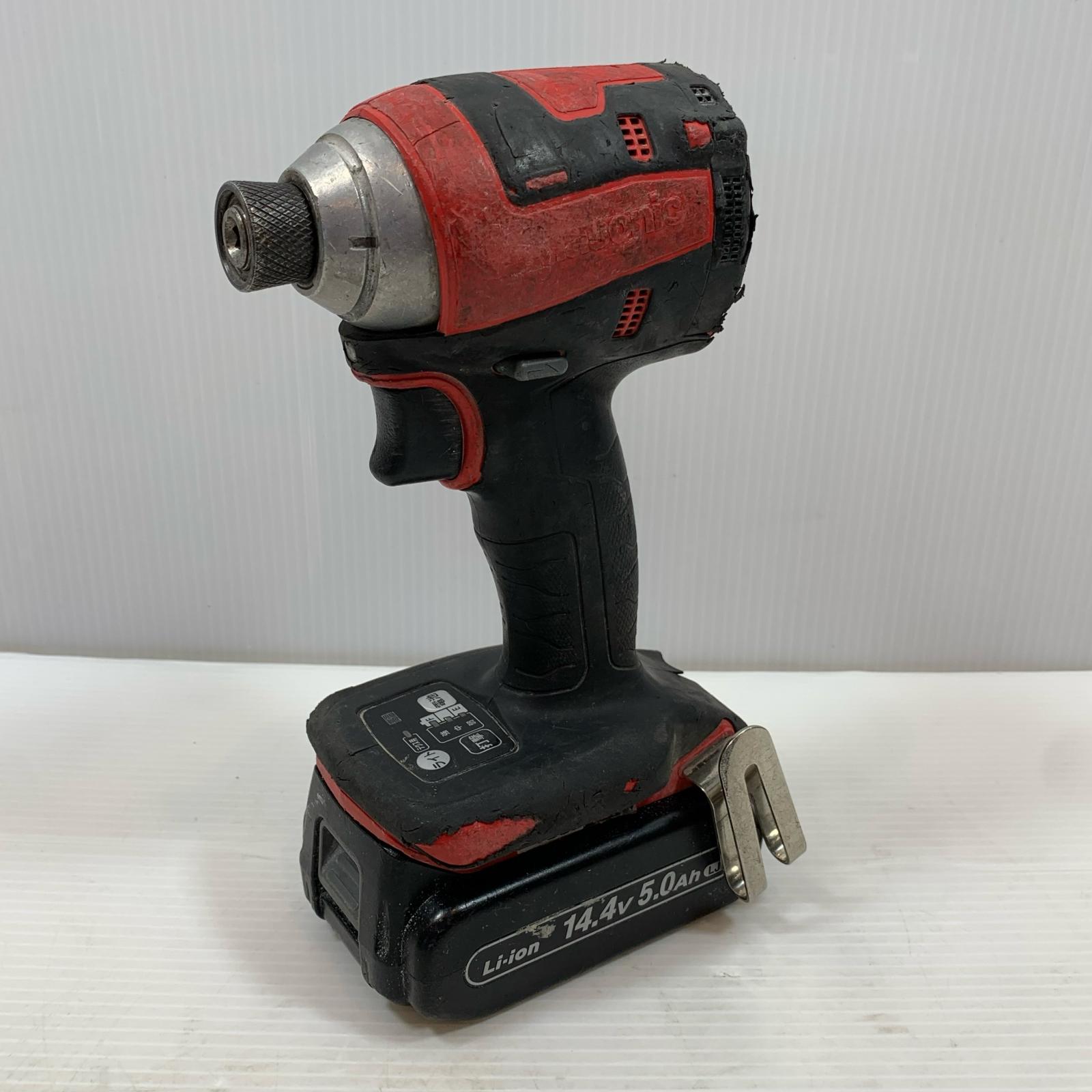 κκ【中古】Panasonic パナソニック 締め付け工具 インパクトドライバ コードレス式 14.4v 5.0Ah 5090305 EZ75A7 レッド Cランク
