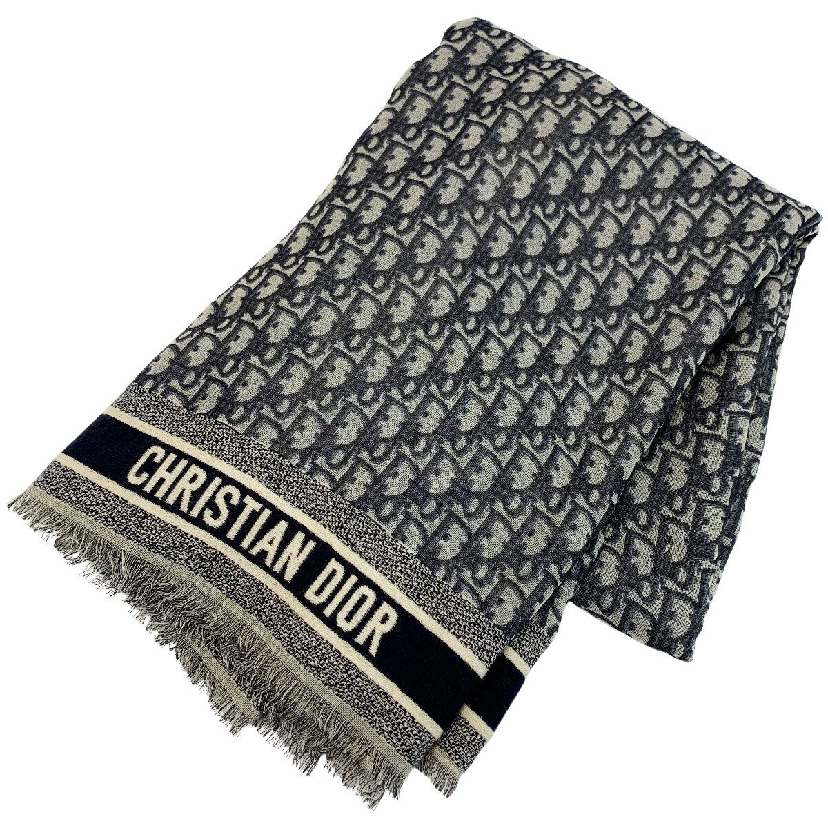 ☆☆【中古】Christian Dior クリスチャンディオール オブリークストール トロッター ウール シルク コッ..