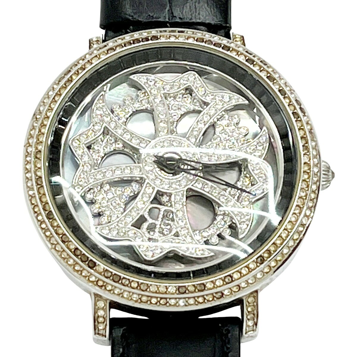 ◆◆【中古】brillamico ブリラミコ 腕時計 クォーツ スワロフスキー レザー シルバー レディース Bランク