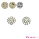 ピアス ダイヤモンド 1.00ct 18金 ホワイトゴールド フラワー スタッド K18 WG レディース 女性 メンズ 男性 ジュエリー プレゼント ラッピング無料 送料無料 