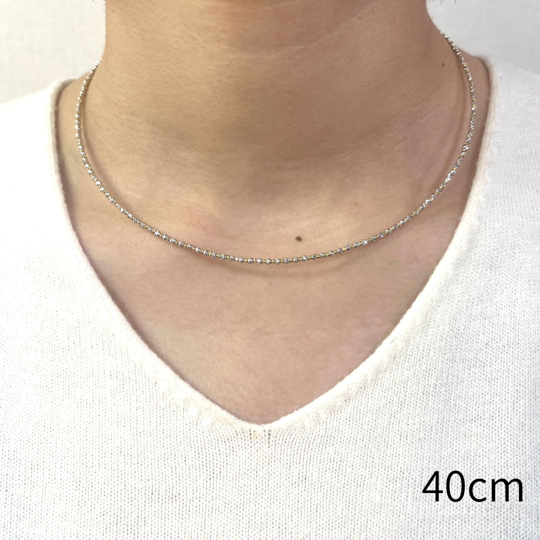 RMジュエリーのオメガ ネックレス K18 YG WG 幅1.9mm 45cm ミラーカットボール 18金 スライド式 レディース 女性 メンズ 男性 ジュエリー ネックレスチェーン 送料無料 【RMジュエリー】｜アングル2