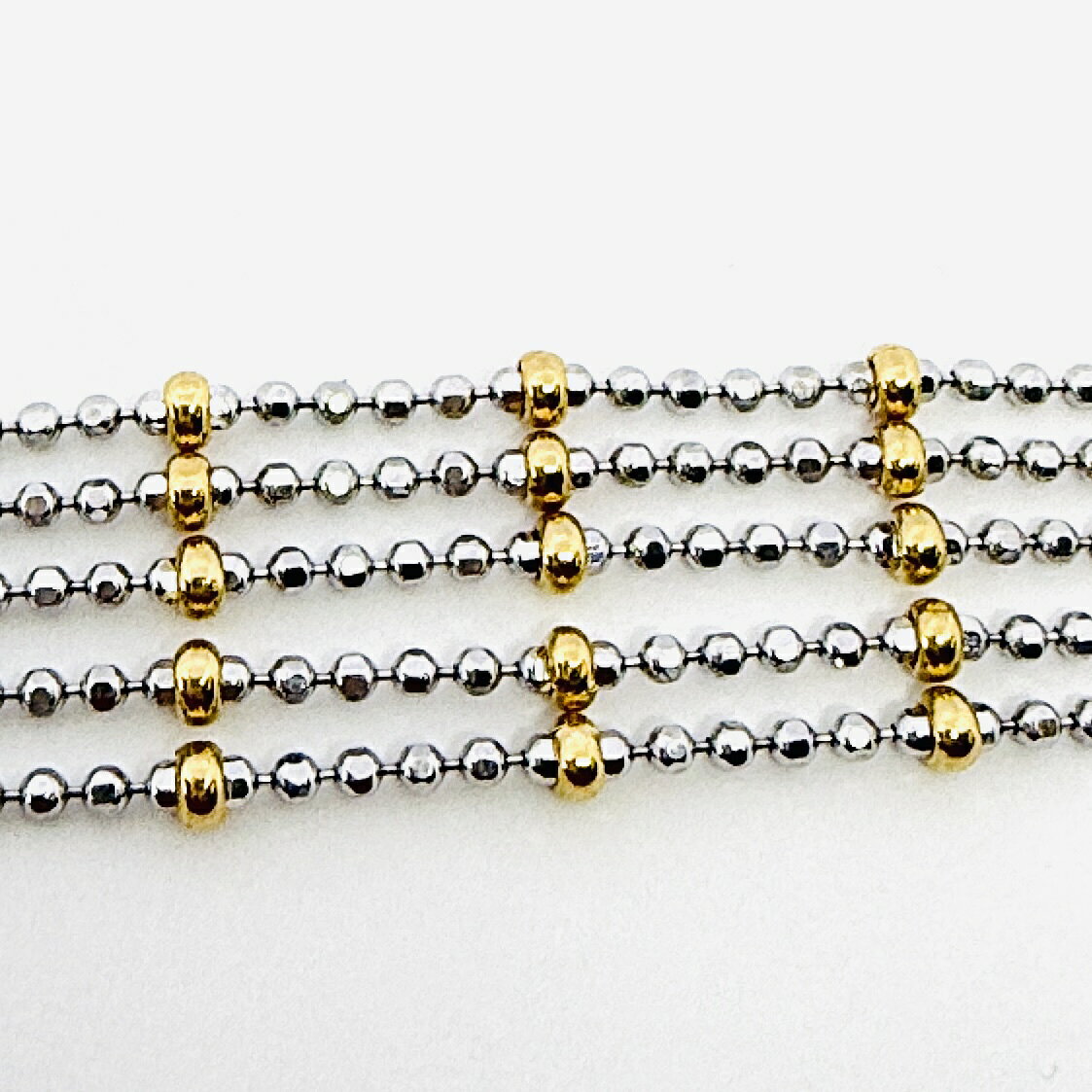 ブレスレット 18金 カットボール 5連 18cm K18 WG YG イタリア製 チェーンブレスレット レディース 女性 メン rmjewelry-10000286 RMジュエリー サンプル画像3