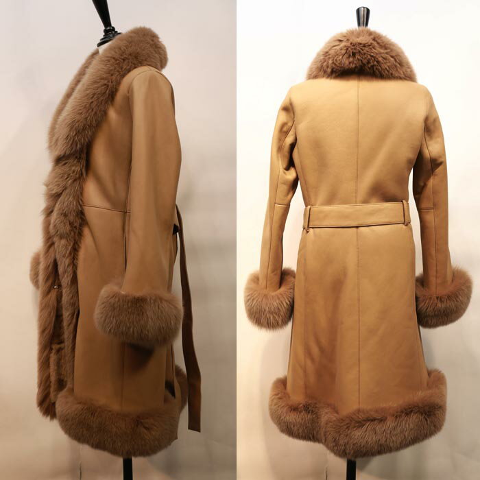 ムートンメリノ×フォックス ロングコート ムー...の紹介画像2