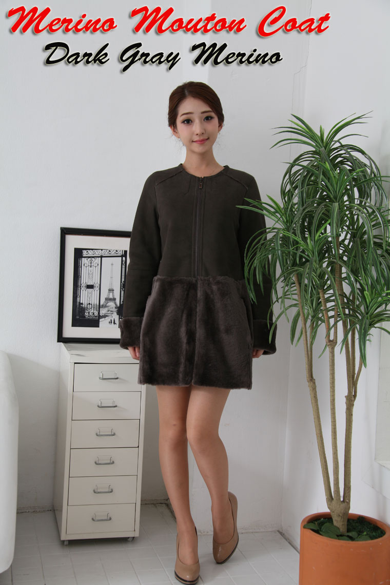 樂天商城 - ノーカラー ムートン ハーフコート ムートンコート アウター コート レディース 毛皮コート リアルムートンコート ムートンウェア