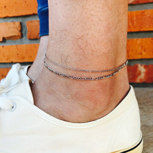 アンクレット メンズ チェーン シルバー シンプル 喜平 メンズアンクレット フィガロ 2連 細め メンズアクセサリー レディースアンクレット プレゼント ギフ...