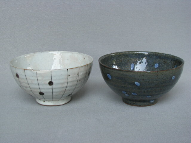 和み鉢/粉引点十草or藍染ドット