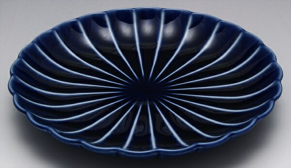 【美濃焼/みのやき/せともの】【中皿/楕円プレート】ぎやまん4.5皿/茄子紺