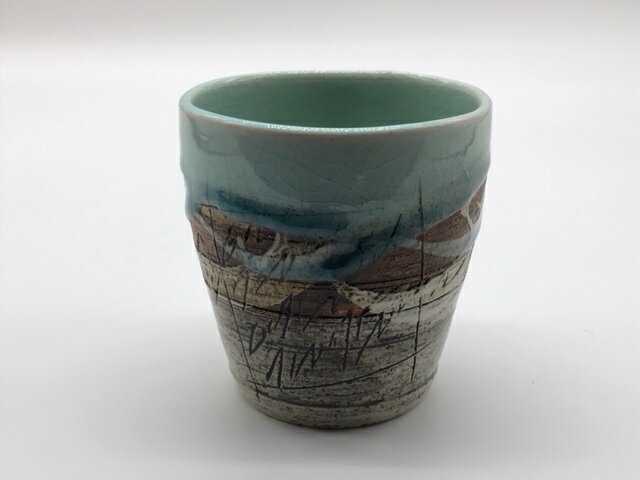 【美濃焼/みのやき】【カップ/湯呑】線刻カップ/桃色or梅紫or青白色※お湯等の水分を長時間入れたままに..