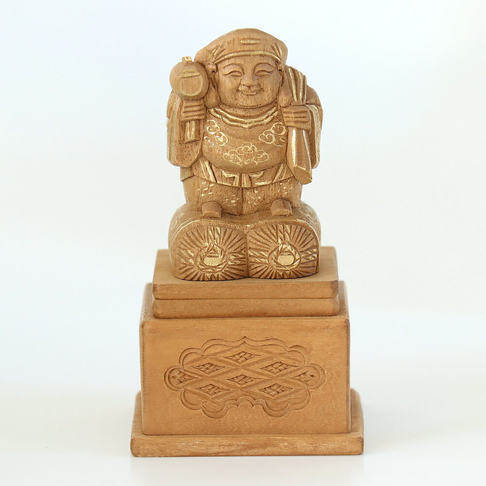 【マラソンSALE！10%OFF】仏像 【楠木地彫】 大黒天 金泥書 高台付　4.0寸（高さ：196mm） 木彫 仏像販売 通販 七福神 日蓮宗 仏壇 仏具 roanshop-10014927 ロアン 〜仏壇仏具館〜 サンプル画像2