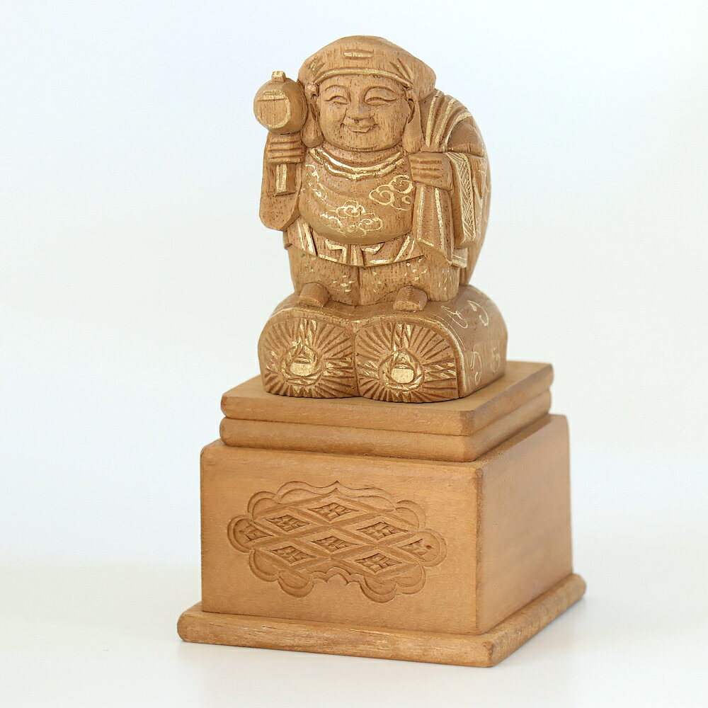 【マラソンSALE！10%OFF】仏像 【楠木地彫】 大黒天 金泥書 高台付　4.0寸（高さ：196mm） 木彫 仏像販売 通販 七福神 日蓮宗 仏壇 仏具 roanshop-10014927 ロアン 〜仏壇仏具館〜 サンプル画像3
