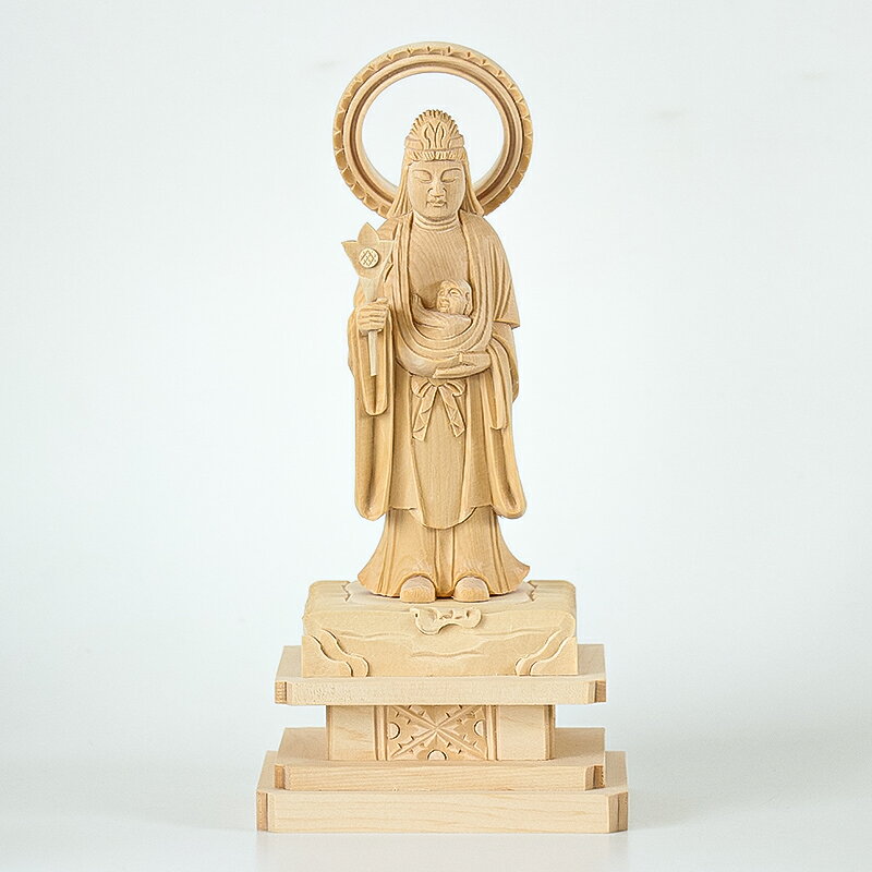 【スーパーSALE！10%OFF】仏像 【総白木】 子安鬼子母神　3.5寸（高さ：193mm） 木彫 仏像販売 通販 きしもじん 日蓮宗 仏壇 仏具 roanshop-10014945 ロアン 〜仏壇仏具館〜 サンプル画像2