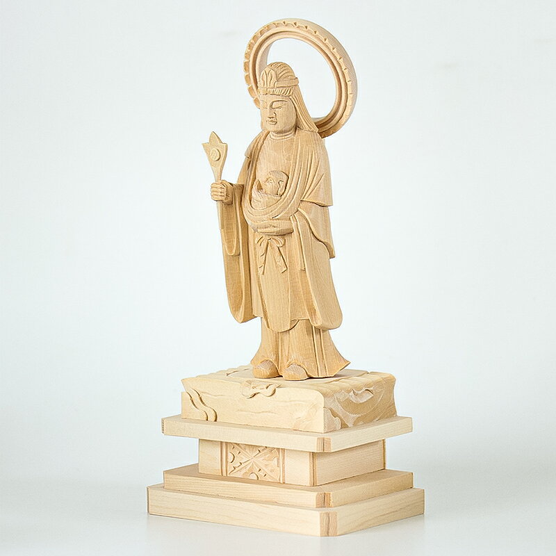 【スーパーSALE！10%OFF】仏像 【総白木】 子安鬼子母神　3.5寸（高さ：193mm） 木彫 仏像販売 通販 きしもじん 日蓮宗 仏壇 仏具 roanshop-10014945 ロアン 〜仏壇仏具館〜 サンプル画像3