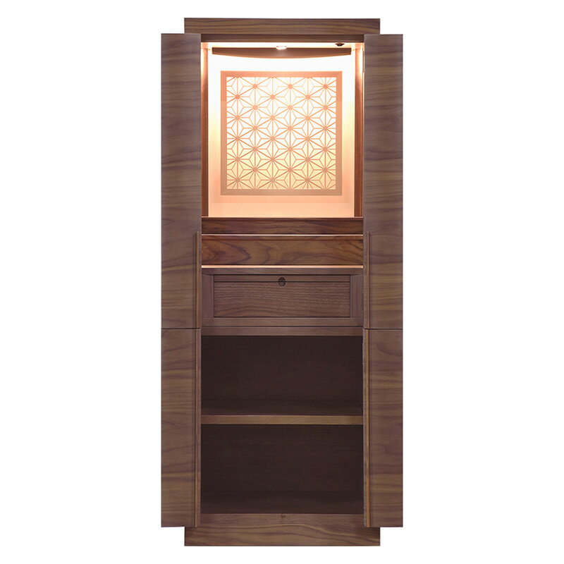【スーパーSALE!51%OFF】仏壇 「ジェロイク」 ウォールナット 背板麻の葉組子 15×40号 (v13-026-3)/家具調仏壇 モダン仏壇 床置き 仏...
