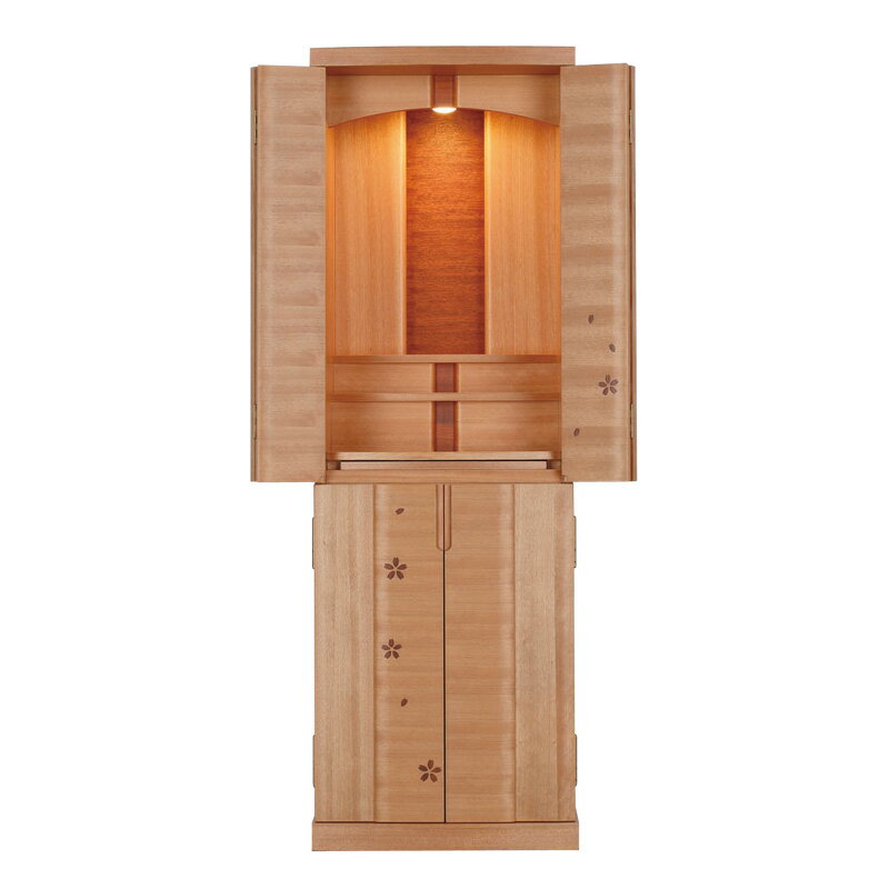 【スーパーSALE!51%OFF】国産仏壇 モダン仏壇 「キビタキ」 桜 14×43号 (v13-010-4)/家具調仏壇 モダン仏壇 床置き仏壇台付き リビン...