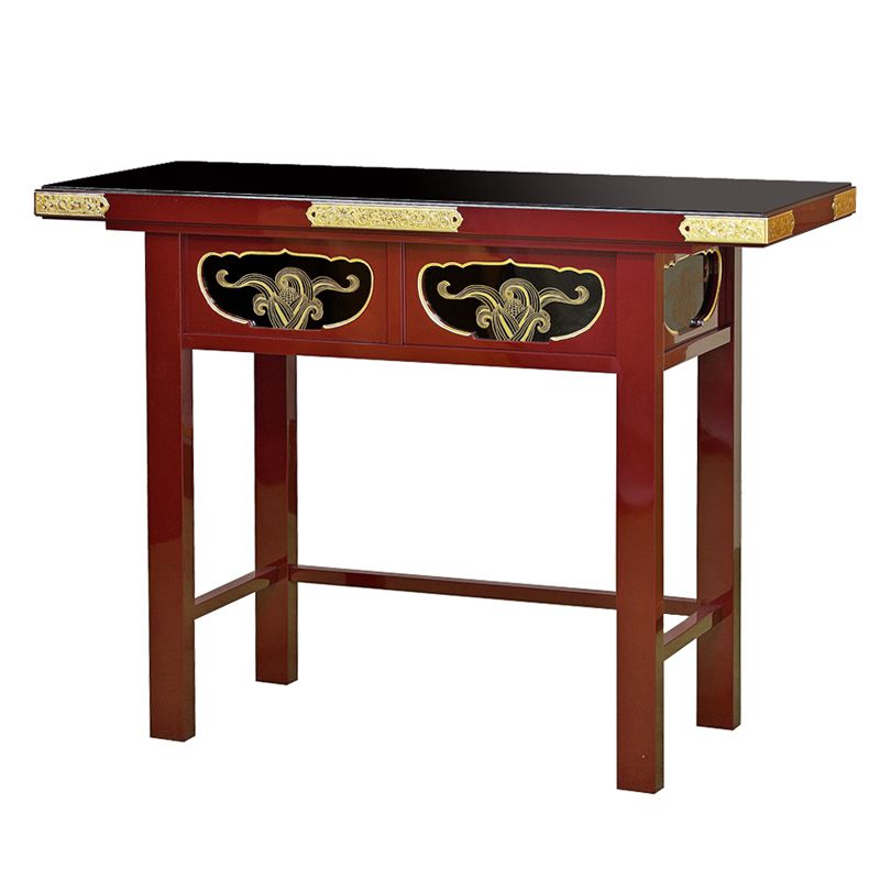 【スーパーSALE!10%OFF】職人こだわりの仏具蒔絵入り立焼香机 幅3尺(90cm)【カシュー漆塗り・本金箔押・高級金具打ち】