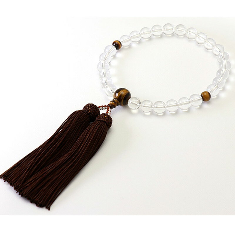 男性用高級数珠「水晶虎目仕立て27...