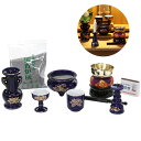 仏具 セット 瑠璃色 金蓮 陶器5点+おりんセット 香炉灰・マッチ付き ルリ色 モダン仏壇用 リン布団 仏壇 おりん ミニ 送料無料