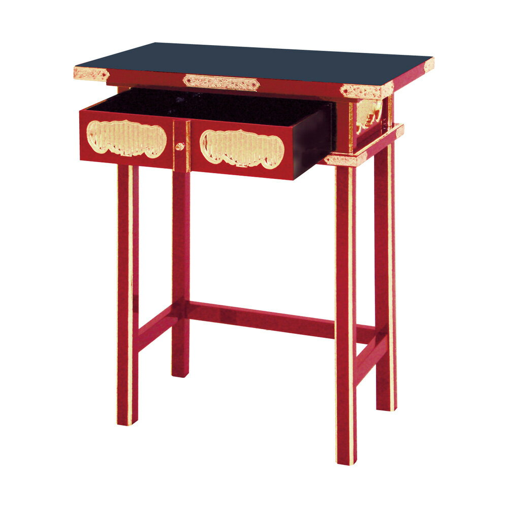 【スーパーSALE!10%OFF】引出付固定式立焼香机DX 2尺 朱塗天黒面金箔押 日本製 (1553-2000)