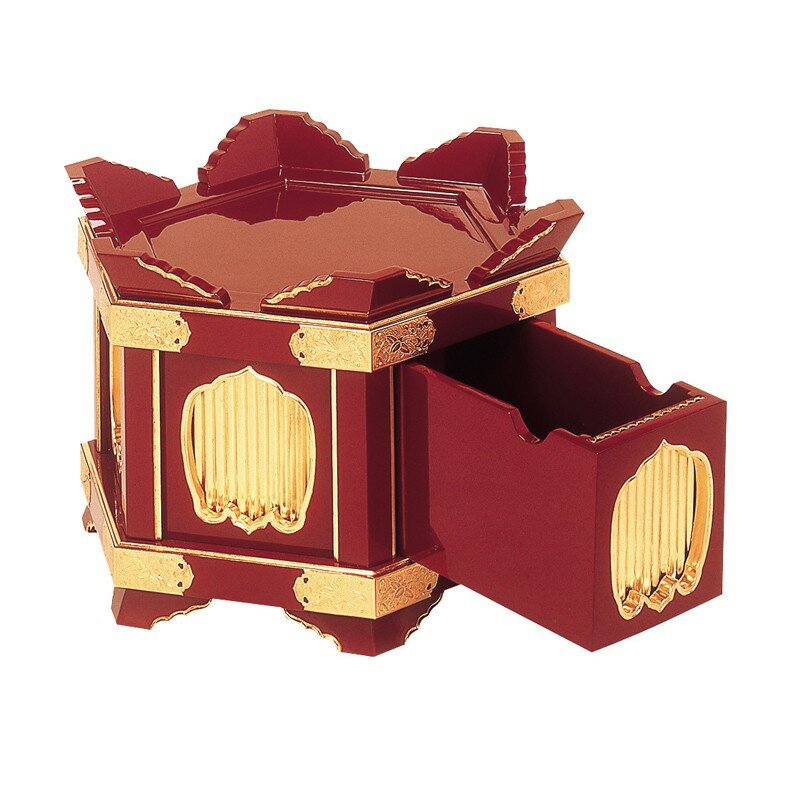 【スーパーSALE!10%OFF】六角杢魚台 朱塗渕金箔押 金具付 (3961-1400)