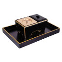 角香炉セット 黒塗渕金塗 オトシ蓋付 日本製 (2510-0600)