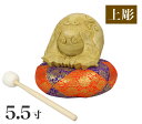 木魚セット【本楠 上彫り】5.5寸 一式(布団9寸、撥(バイ)6号) 仏具 バチ 寺院 お寺 販売