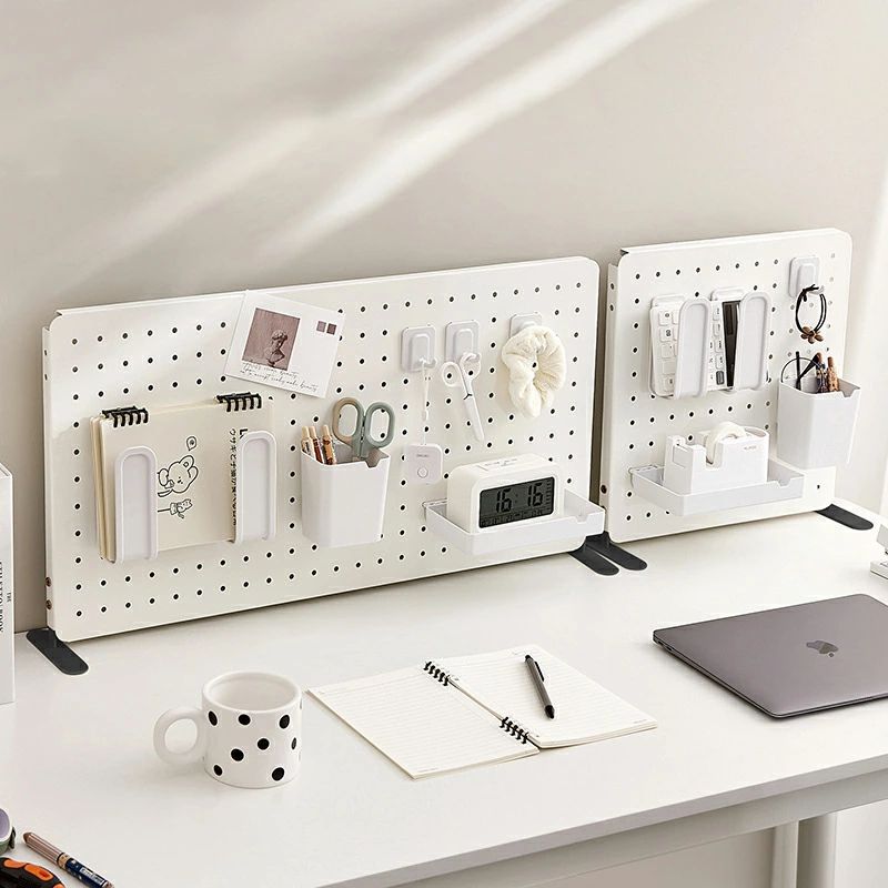乐天商城 - 有孔ボード 卓上収納 パンチングボード セット 机上ラック デスク上収納ラック 有孔ボード用 穴あき おしゃれ DIY 取付簡単 収納 収納ボックス 文房具 事務所 オフィス リビング スチール板 シンプル プレゼント
