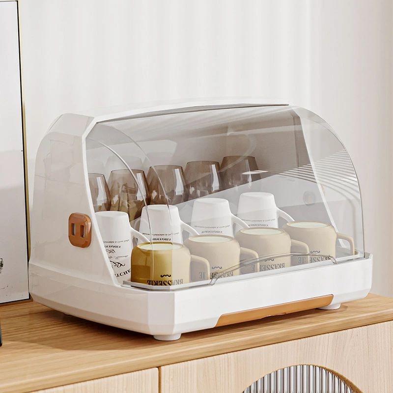 Rakuten - 排水カップラック、防塵カップラック、キッチンボウルと箸の収納ラック、ティーカップ排水トレイ、プラスチック防塵カップラック、蓋付き排水カップラック、キッチンカウンタートップカップラック