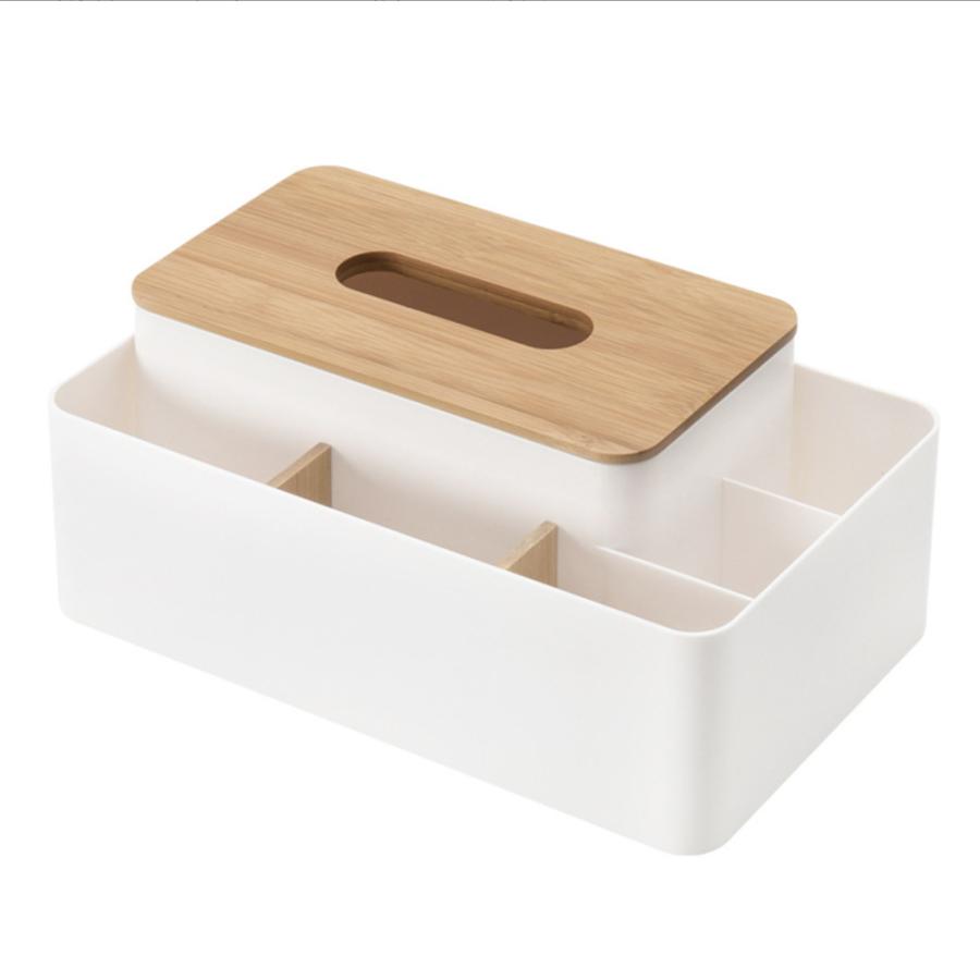 ティッシュケース おしゃれ ティッシュボックス 収納 多機能 木製 北欧 おしゃれ 大容量 ティッシュホルダー ティッシュ ケース リモコンラック 文房具 コスメ [2]