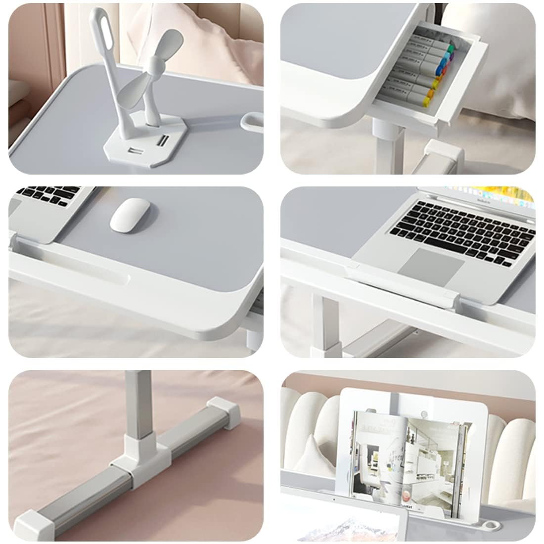 ベッドテーブル 折りたたみテーブル ベッド用ノートパソコンデスク ちゃぶ台 角度 高さ調整 軽量 省スペース パソコンテーブル 引き出し付き 腕保護 凹溝付き ベッドソファ カウチ床 書斎 読書用食事