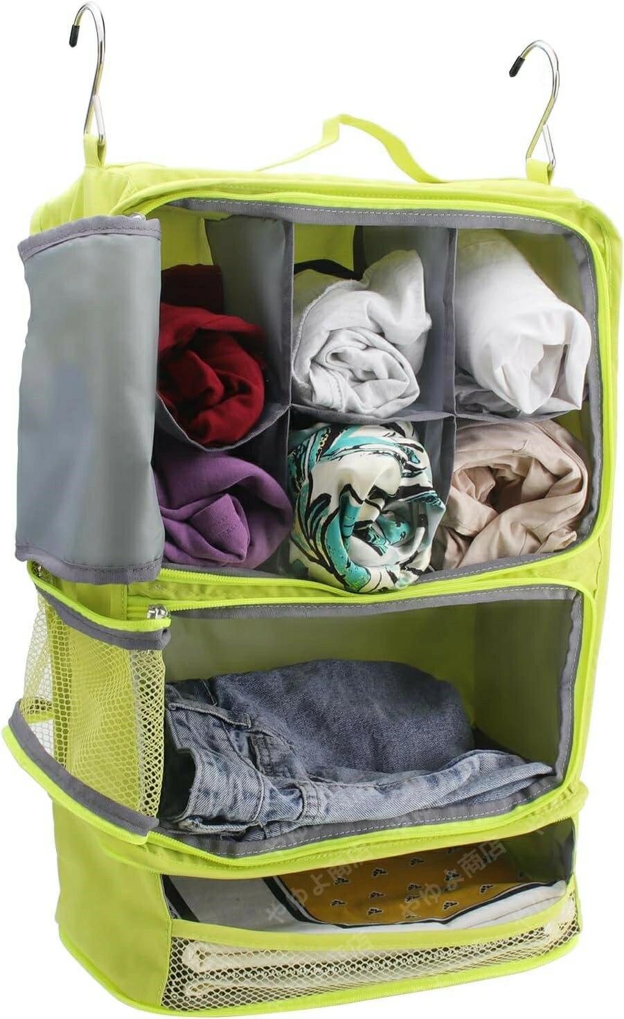 収納ボックス 吊り下げ 3段 インナーバッグ 衣類 つりさげ 収納 ラック 旅行 出張 持ち運べるクローゼ..