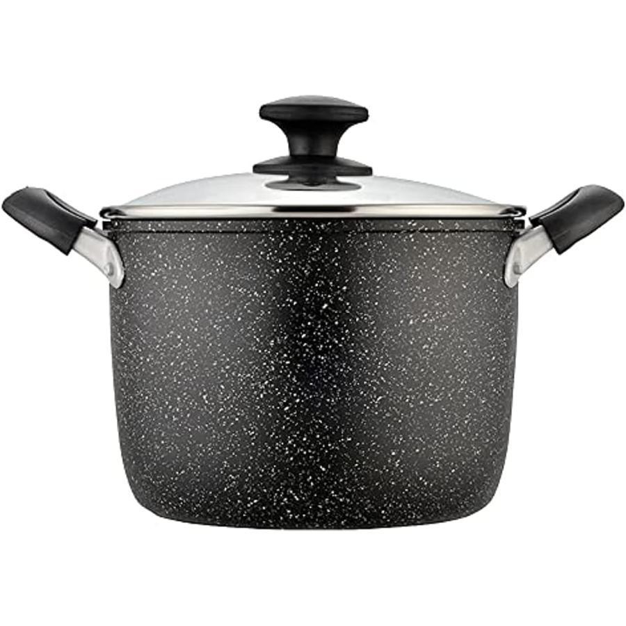 鍋 両手鍋 麦飯石のスープ鍋です 20-28cm ガラス蓋付 IH対応オール熱源対応 シチューポート 半寸胴鍋 ..