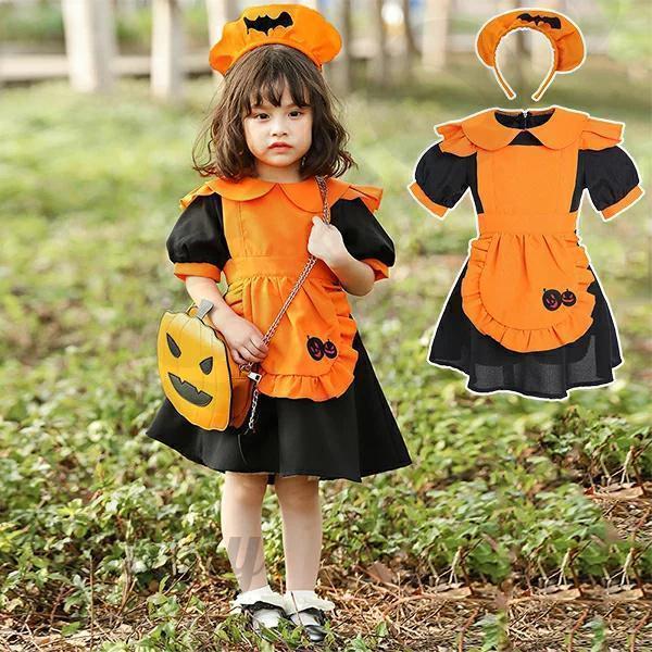 ハロウィン衣装 コスプレ コスプレ かぼちゃ キッズ ベビー 女の子 パンプキン ウィッチ コスチューム メイド服 エプロン 子供用 仮装 おすすめの商品画像