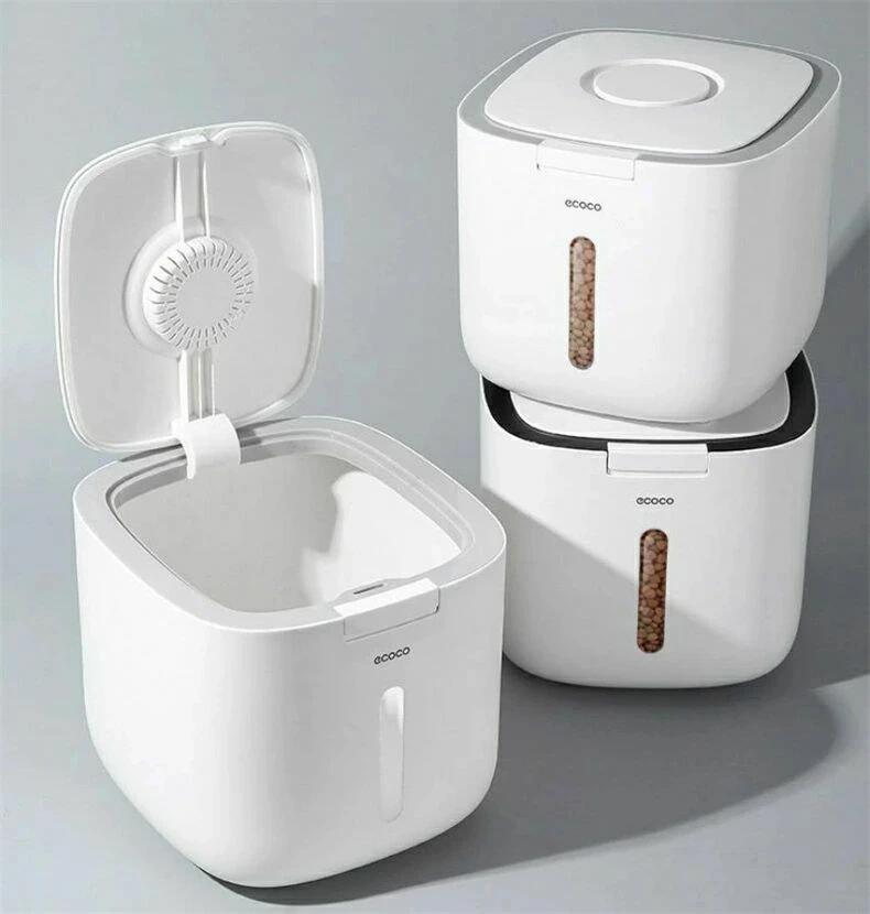 Rakuten - 米びつ 10kg お米収納 おしゃれ キッチン用品 プラスチック ホワイト グレー　ブラック キッチン収納 保存容器 ボックス