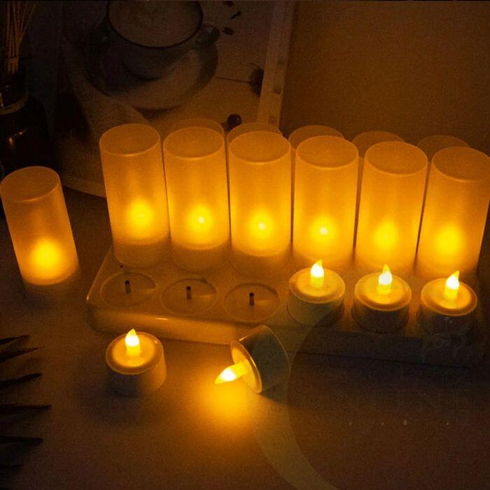 LEDキャンドルライト 充電式キャンドルライト 飾りクリスマスツリー 結婚式 誕生日 パーティーホリデー スパ ホテル レストラン 装飾用 LEDティーライト 12個セット 屋内屋外