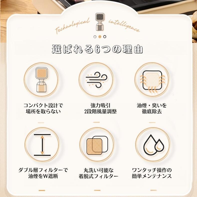 2025新登場 卓上レンジフード 卓上吸煙機 卓上換気扇 家庭用 焼肉 低騒音 強力吸引...