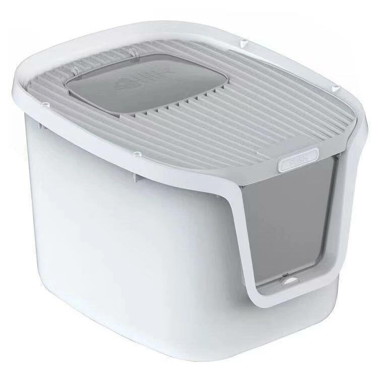 Rakuten - 猫トイレ 本体 砂飛び散らない カバー 2WAY出入り方法 大型 匂い対策 おしゃれ ペット用品 猫用 砂 コンパクト 猫おもちゃ付き